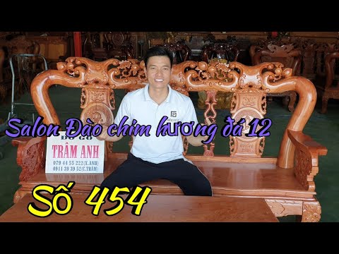 Salon Đào Chim Hương Đá Cột 12 |Đồ Gỗ Trâm Anh| Số 454