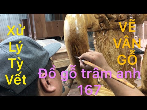 CÁCH XỬ LÝ Đường ghép, Vết tỳ và VẼ TẠO VÂN GỖ trên ghế GỖ HƯƠNG VÂN (167)