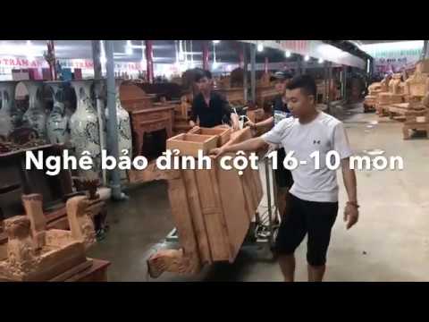 GIAO HÀNG CHO A HẢI LONG AN Bộ nghê bảo đỉnh mộc goc đỏ cột 16-10 món siêu đẹp( 92)