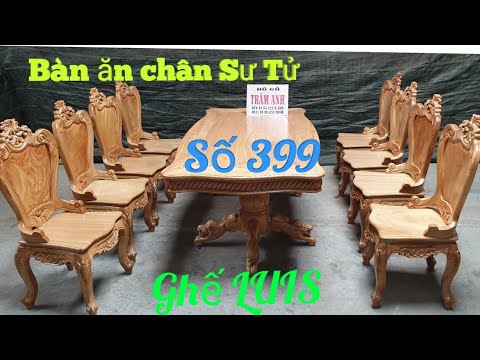 Đẳng cấp bộ bàn ăn gõ đỏ ghế LUIS vân cực víp |Đồ Gỗ Trâm Anh| 794455222 số 399