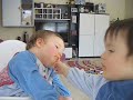 Funny!!! Twin baby falling asleep in high chair
