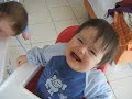 Funny!!! Twin baby falling asleep in high chair