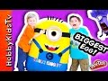 Worlds BIGGEST Minion Egg Surprise! Play-Doh, Giant Toys Inside + Despicable ME Candy HobbyKidsTV