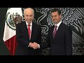 President Peres began his state visit with a diplomatic work meeting with the President of Mexico