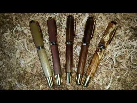 Making Multiple Woodturned Rollerball Pens with various Timb