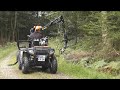 Vahva Jussi Mini-Rückewagen mit 4 m Kran beim Holzladen in Oberbergischen Wäldern