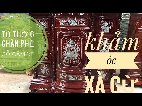 TỦ THỜ 6 chân gỗ căm xe khảm ốc xà cừ (146) 