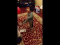 Baby footballer kicking balloon funny
