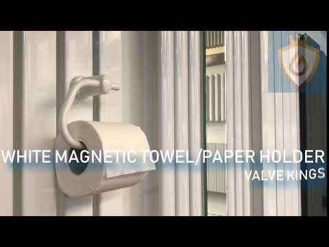 Video of White Magnetic Towel / Paper Holder