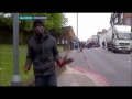 Woolwich Terrorist Attack Suspect with Bloody Hands Speaks at Murder Scene