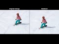 Snowboarding Aerial View, Whistler, BC, Canada - Image Stabilized vs Raw Footage, Side-by-side