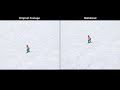 Snowboarding Aerial View, Whistler, BC, Canada - Image Stabilized vs Raw Footage, Side-by-side
