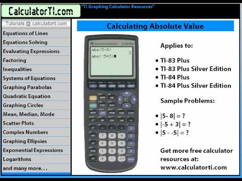 TI Tutorials, Absolute Value, TI-83 Plus And TI-84 Plus Calculators