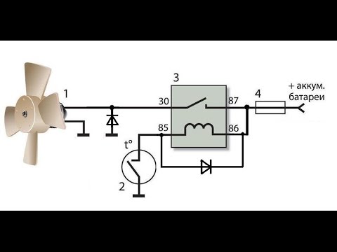 Схема включения электро вентилятора охлаждения радиатора автомобиля