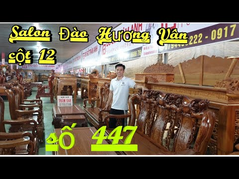 Salon Đào Cột 12 Gỗ Hương Vân Tuyệt Đẹp |Đồ Gỗ Trâm Anh | Số 447