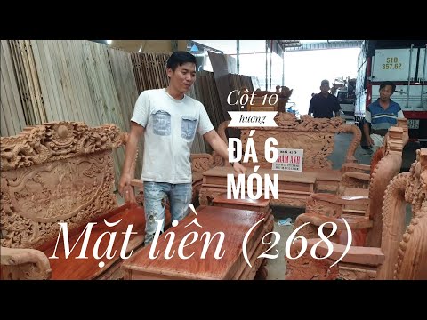 Salon rồng bát tiên cuốn cột tay 10 hương đá ,mặt liền Cực đẹp (268) /Đồ Gỗ Trâm Anh -0794455222