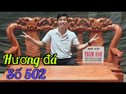 Bộ Bàn Ghế Đào Chim Cột 12 Hương Đá Mặt Dày 3cm Vân Vip |Đồ Gỗ Trâm Anh| Số 502