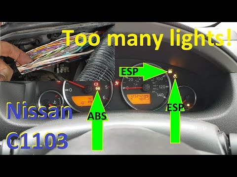 Nissan Pathfinder 2007 ABS and ESP lights on, error C1103. Fault finding and repair.