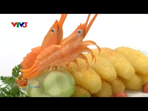 Tôm bọc xôi chiên và 2 loại sốt trái cây