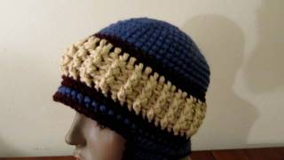 Crochet Snowy Day Hat with ear flaps.