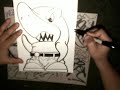 How to draw a Shark Character (CHOLO SHARK) by WIZARD