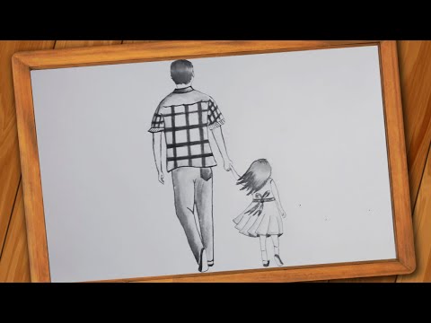 Happy Father's Day - Father & Daughter Drawing / How to draw father and