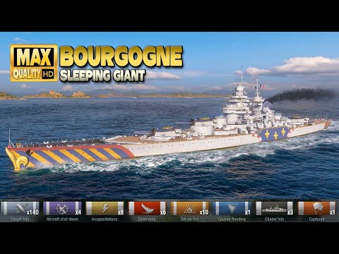 Battleship Bourgogne  Good player on map Sleeping Giant   World of Warships