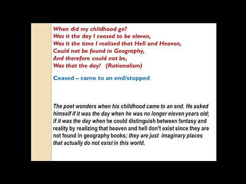 CLASS XI (ENGLISH) Childhood poem