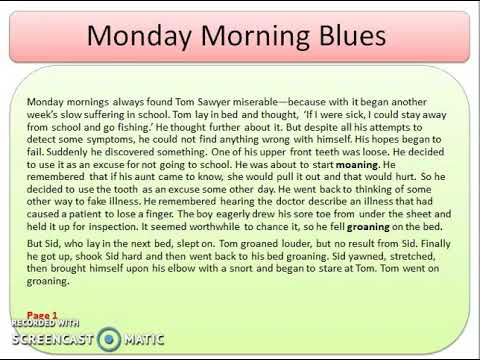 English (Reader Book) Unit 1 L- Monday Morning Blues