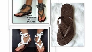 TURN flip flops into grecian sandals, recycled t-shirt, street shoes, sandals, cloth sandals