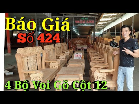 Báo Giá 4 Bộ Voi Gỗ Gõ Đỏ Cột 12 Tuyệt Đẹp |Đồ Gỗ Trâm Anh| Số 424