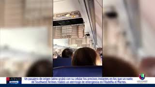 Un pasajero del vuelo de Southwest con avería en una turbina grabó todo en facebook live