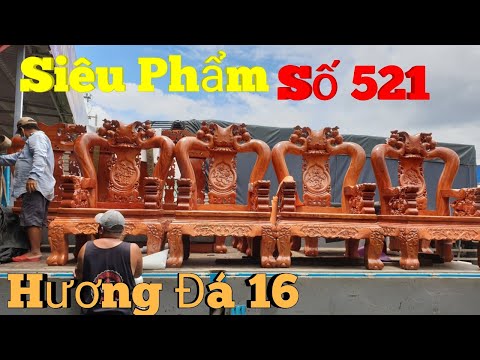 Siêu phẩm bộ ghế đào chim hương đá cột 16 mặt dày 5cm tuyệt đẹp|Đồ Gỗ Trâm Anh|số 521