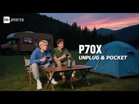 BYINTEK UFO P70X prenosni 3D LED DLP projektor, Android, Dual WIFI, Bluetooth, 2GB+32GB, polnilna baterija, 400 ANSI lumnov, samodejni fokus, STEREO zvočniki, max 4K UHD, USB / HDMI, +daljinec, črn