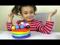 DIY Giant Play Doh Rainbow Cake with toy Balls