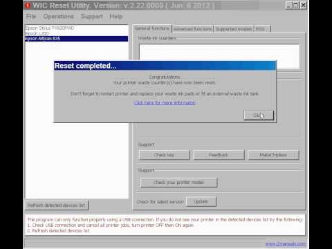 RESET Epson Artisan 835 waste ink pad - free download. Duration: :42. Total Views: 5,508
