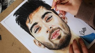 Time lapse drawing (Zayn Malik) portrait in watercolors & colored pencils by Dalida22192
