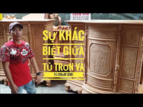 Sự khác biệt giữa TỦ TRƠN và TỦ CHẠM gõ đỏ (218)