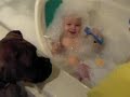 Laughing Baby and Bubble Eating Dog