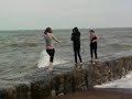 Me,Lauren and Mollie get soaked by the sea ^.^