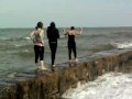 Me,Lauren and Mollie get soaked by the sea ^.^