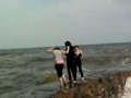 Me,Lauren and Mollie get soaked by the sea ^.^