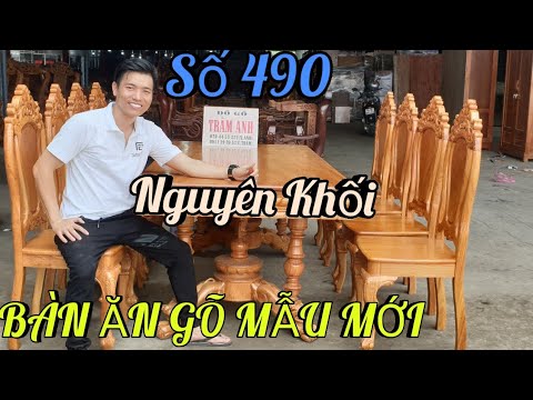 BÁO GIÁ Bộ Bàn Ăn Gõ Đỏ Mặt Liền |Đồ Gỗ Trâm Anh| Số 490