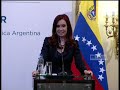 Cristina Fernández de Kirchner y Nicolás Maduro en declaración conjunta en Casa Rosada