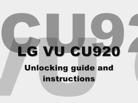 How to Unlock LG CU920 Network CU 920 VU - Cingular at&t Rogers Fido Tmobile Duration: 2:49. Total Views: 11,599 .