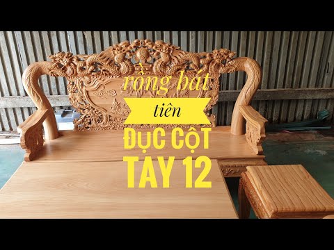 Mẫu mới ,Bộ rồng bát tiên đục cột tay 12_6 món ( số 247) /Đồ Gỗ Trâm Anh -0794455222