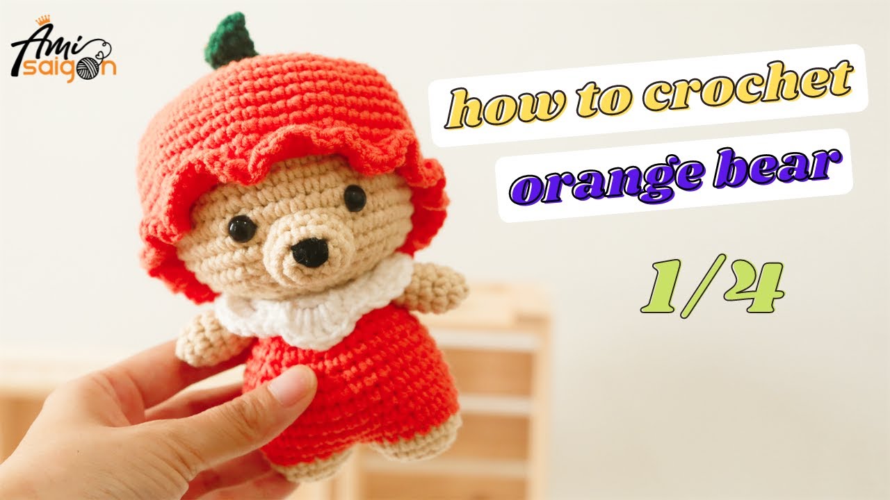 Amigurumi bear in orange fruit outfit crochet pattern