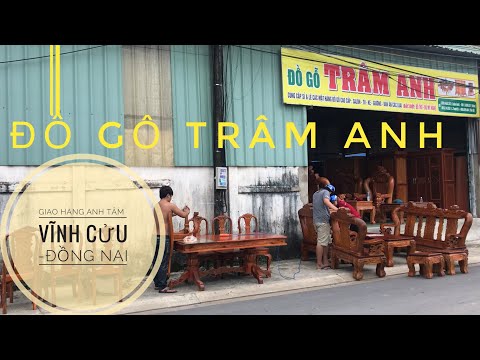 Giao hàng Anh TÂM VĨNH CỬU -ĐỒNG NAI Bộ nghê trầm cột 14 và bộ bàn ăn tràm 8 ghế ( 151)