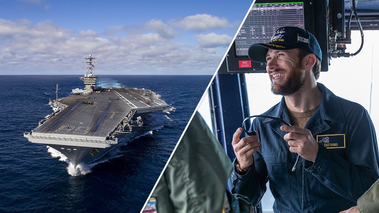 Scott Eastwood and the Made Here team Aboard the USS Nimitz
