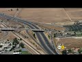 Big rig truck pullin mobile home crashes into bridge I-215 in Perris CA. SIGALERT Freeway accident